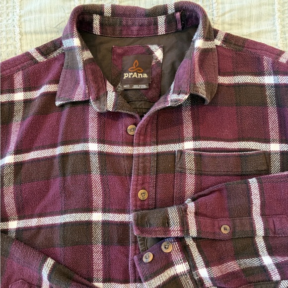 Prana Other - PrAna Channing Men’s Flannel Shirt Purple Brown Plaid Organic Cotton Medium
